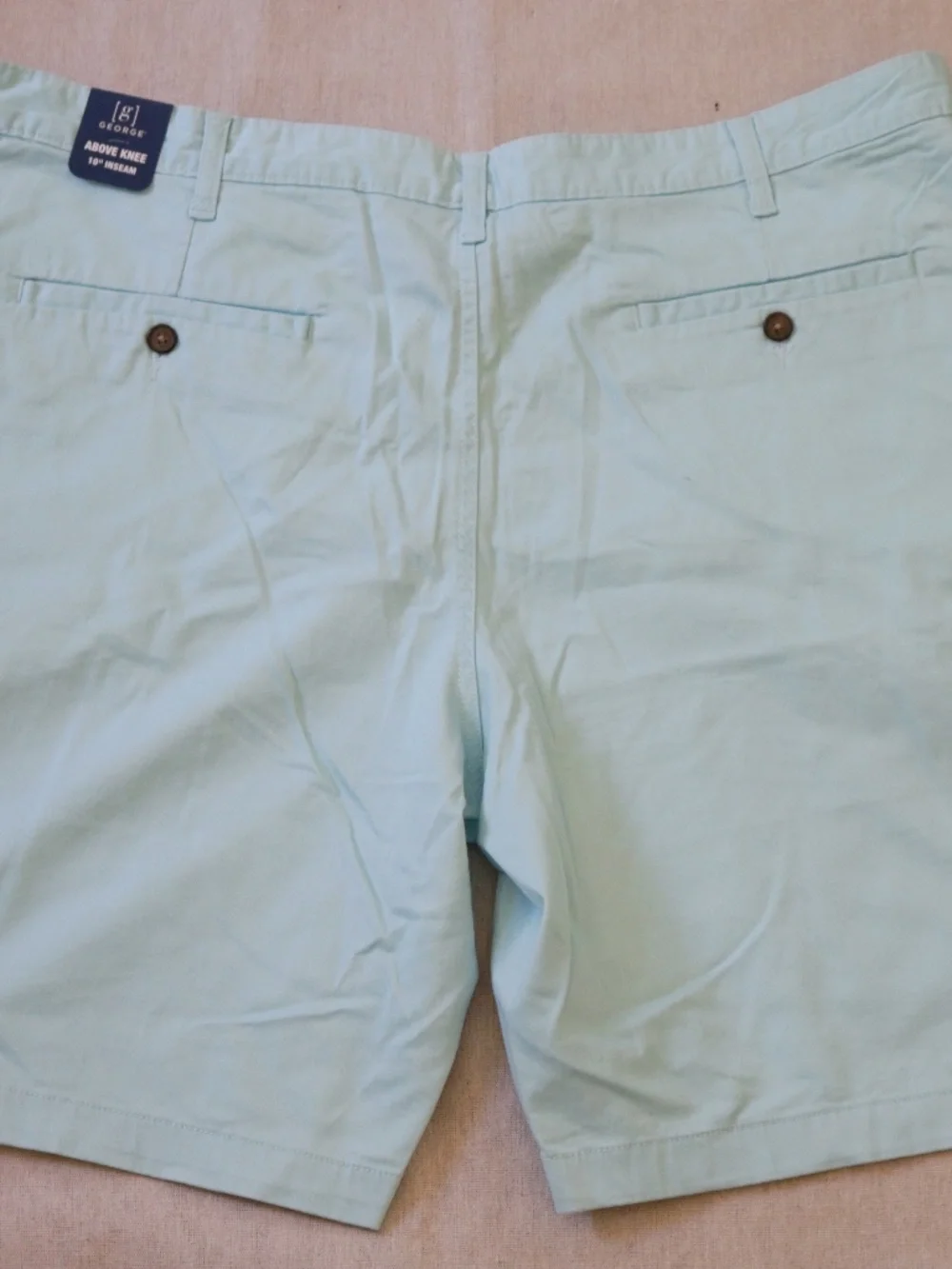 George Men's Size 42 Stretch Flat Front Shorts Light Aqua NWT 99% Cotton Blend